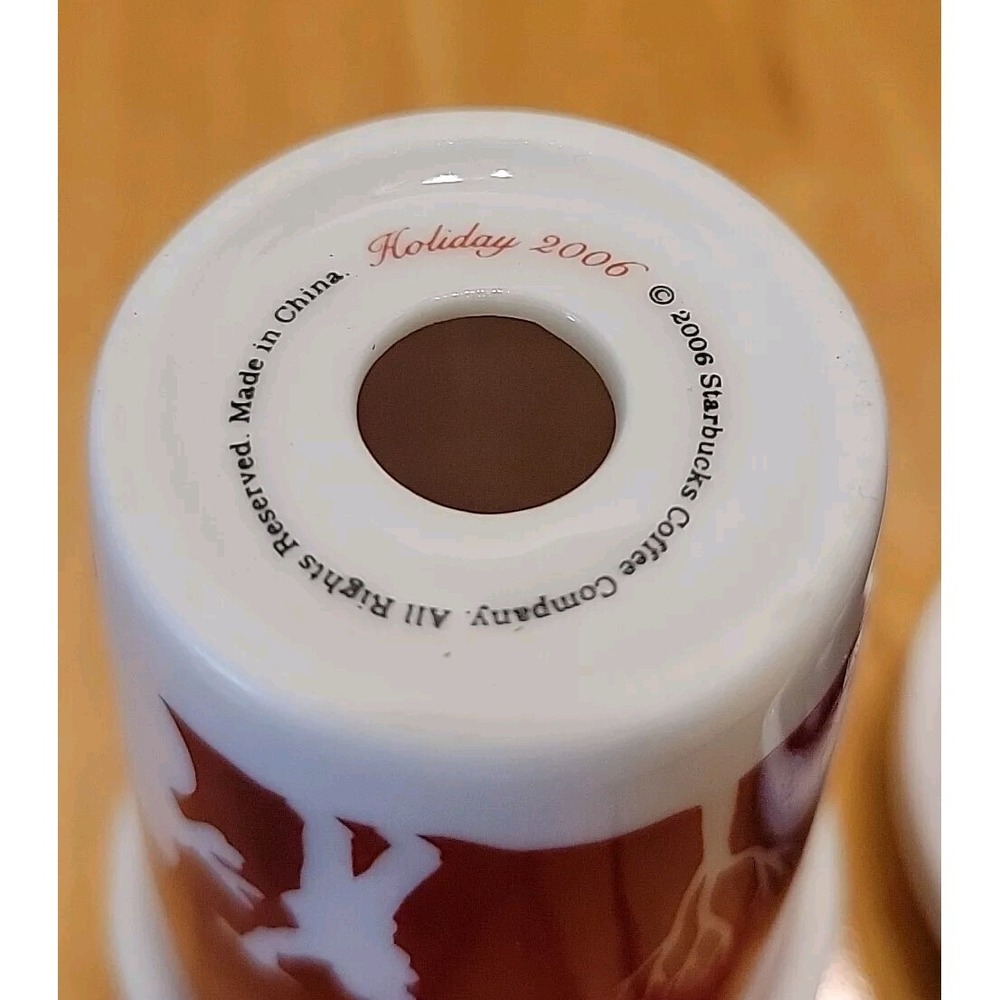 Starbucks Holiday Ceramic Mini Travel Mug Ornaments 2006 2008 2014 Set of 3 Red - Picture 6 of 8